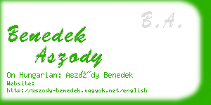 benedek aszody business card